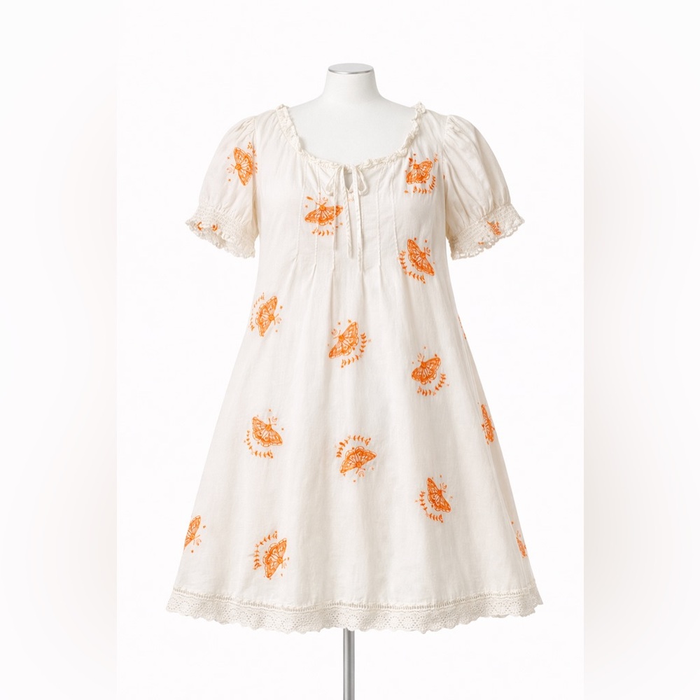 🦋 Urban Outfitters Cream Cottagecore Babydoll Dress | Size L  🦋